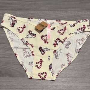 PINK Victoria's Secret Cream Candy Cane Print panties
